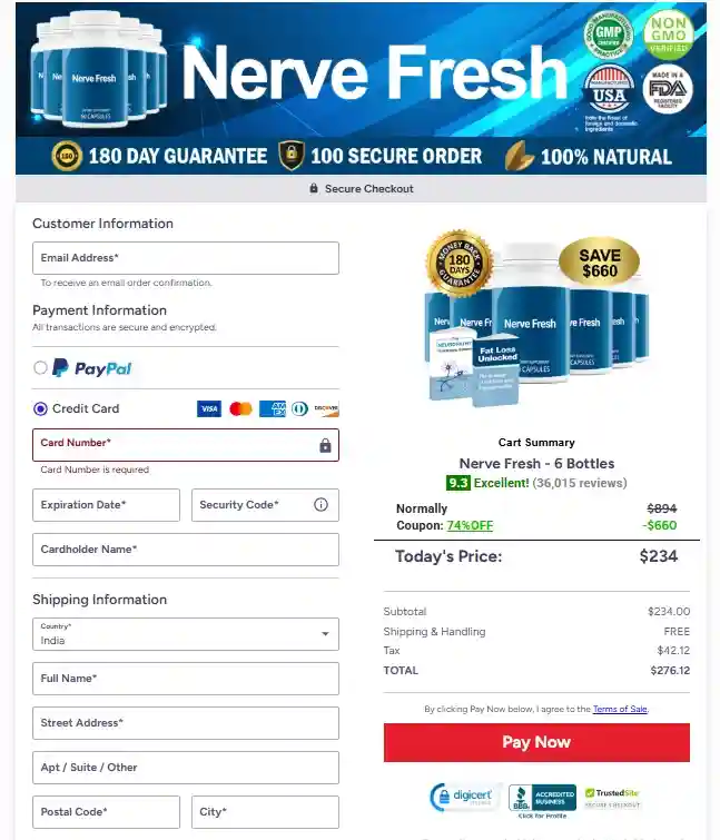 Nerve Fresh Order Page